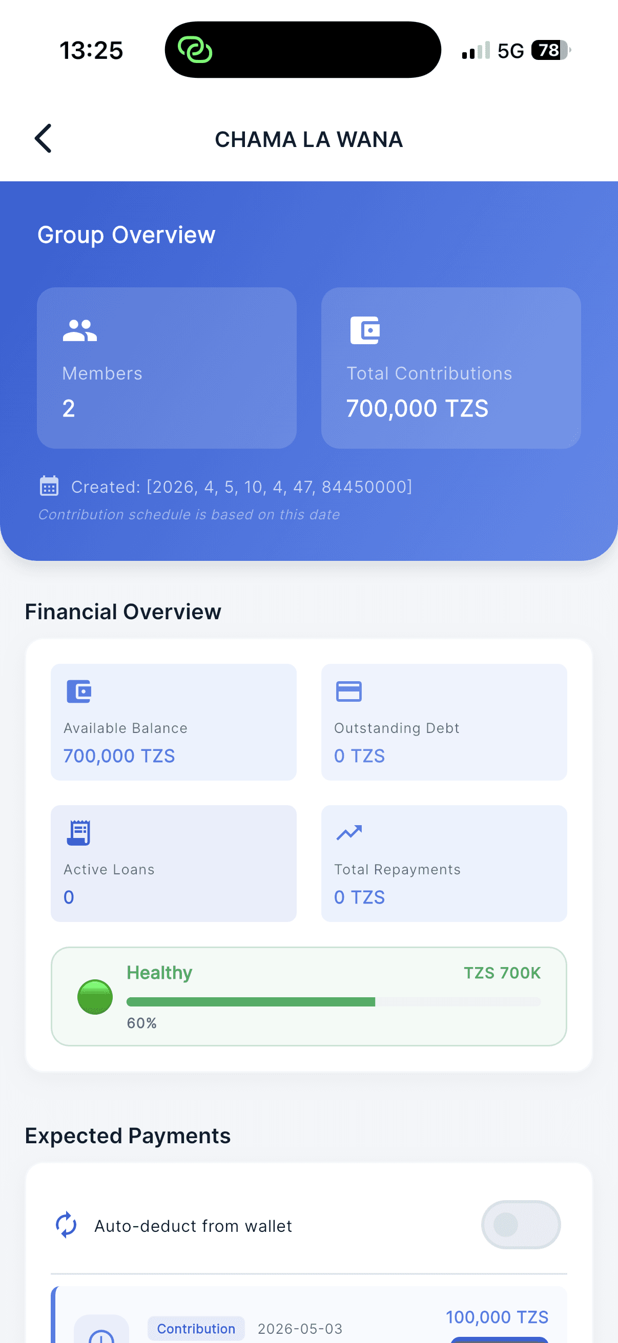 Vikoba app notifications or activity screen